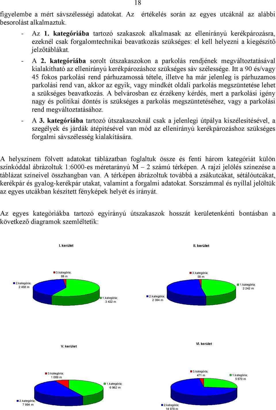 kategóriába sorolt útszakaszokon a parkolás rendjének megváltoztatásával kialakítható az ellenirányú kerékpározáshoz szükséges sáv szélessége.