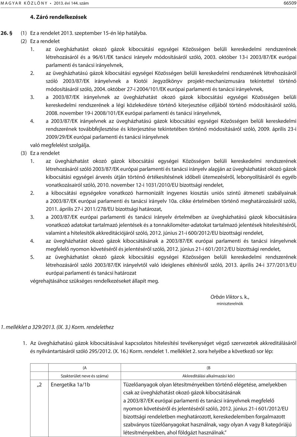 október 13-i 2003/87/EK európai parlamenti és tanácsi irányelvnek, 2.