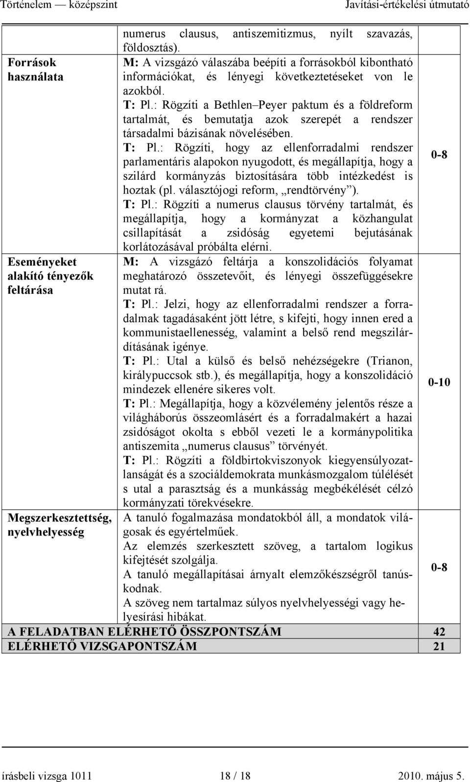 : Rögzíti, hogy az ellenforradalmi rendszer parlamentáris alapokon nyugodott, és megállapítja, hogy a 0-8 szilárd kormányzás biztosítására több intézkedést is hoztak (pl.