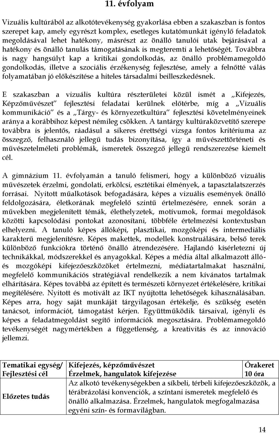 Továbbra is nagy hangsúlyt kap a kritikai gondolkodás, az önálló problémamegoldó gondolkodás, illetve a szociális érzékenység fejlesztése, amely a felnőtté válás folyamatában jó előkészítése a