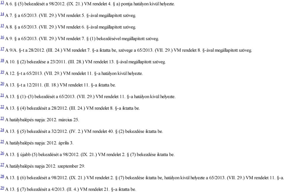 (VII. 29.) VM rendelet 8. -ával megállapított szöveg. 18 A 10. (2) bekezdése a 23/2011. (III. 28.) VM rendelet 13. -ával megállapított szöveg. 19 A 12. -t a 65/2013. (VII. 29.) VM rendelet 11.