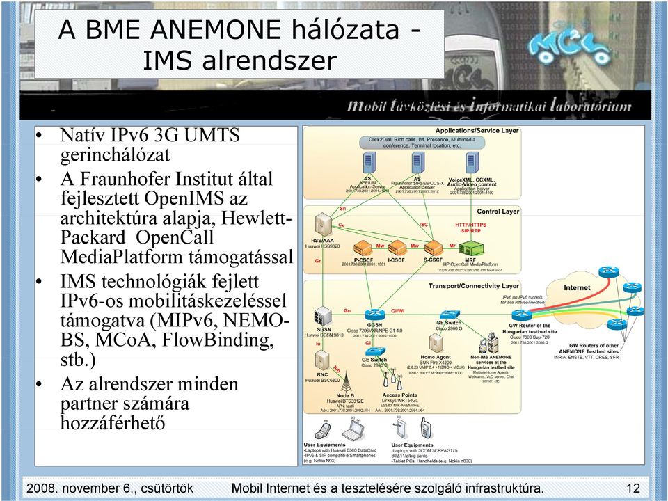 fejlett IPv6-os mobilitáskezeléssel támogatva (MIPv6, NEMOBS, MCoA, FlowBinding, stb ) stb.