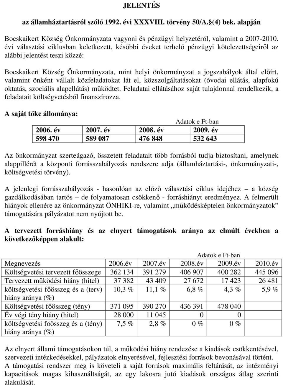 által előírt, valamint önként vállalt közfeladatokat lát el, közszolgáltatásokat (óvodai ellátás, alapfokú oktatás, szociális alapellátás) működtet.