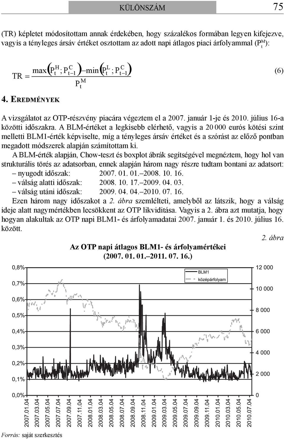 A BLM-éréke a legksebb elérheő, vagys a 20 000 eurós köés szn melle BLM1-érék képvsele, míg a ényleges ársáv éréke és a szórás az előző ponban megado módszerek alapján számíoam k.