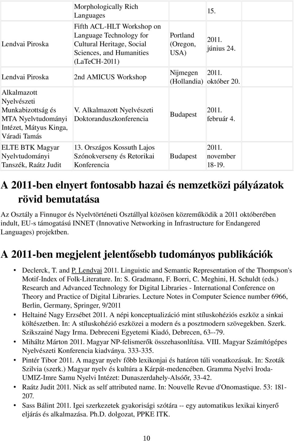 Országos Kossuth Lajos Szónokverseny és Retorikai Konferencia Portland (Oregon, USA) Nijmegen (Hollandia) Budapest Budapest 15. június 24. október 20. február 4. november 18-19.