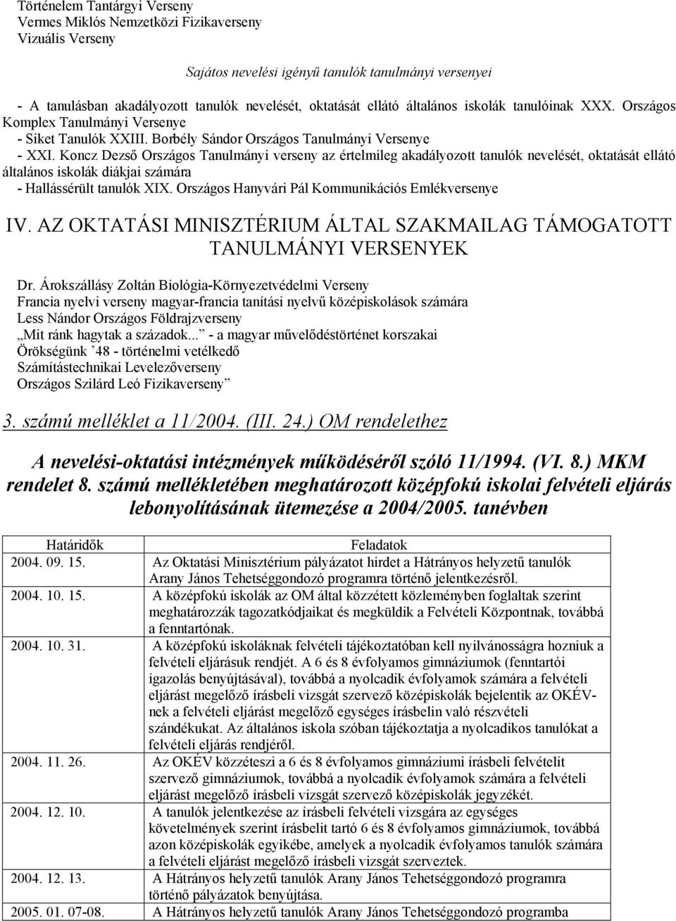 Koncz Dezső Országos Tanulmányi verseny az értelmileg akadályozott tanulók nevelését, oktatását ellátó általános iskolák diákjai számára - Hallássérült tanulók XIX.