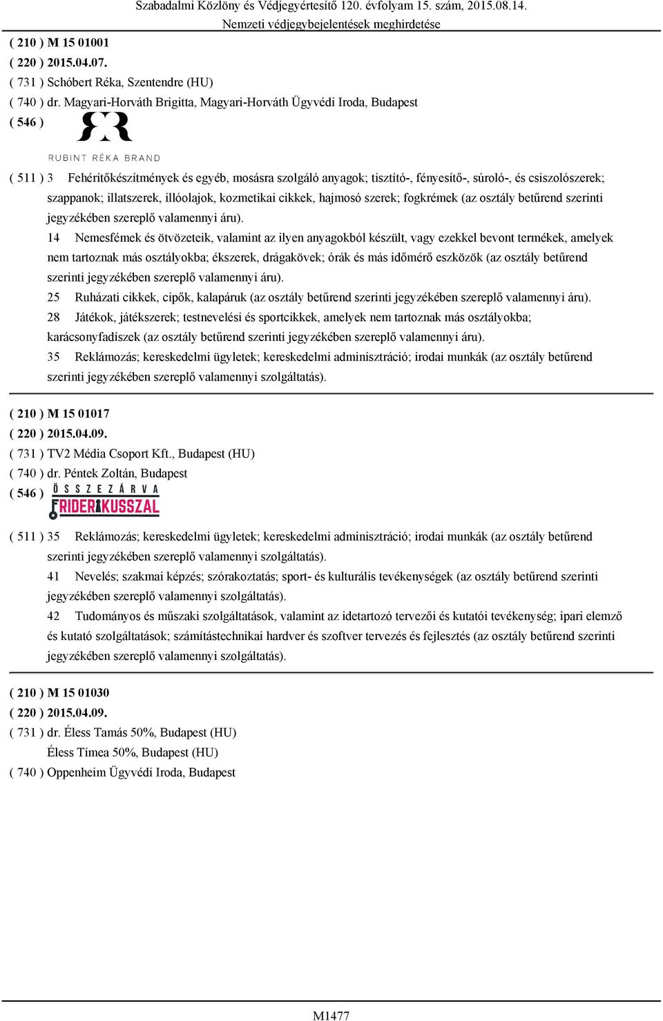 illatszerek, illóolajok, kozmetikai cikkek, hajmosó szerek; fogkrémek (az osztály betűrend szerinti jegyzékében szereplő valamennyi áru).