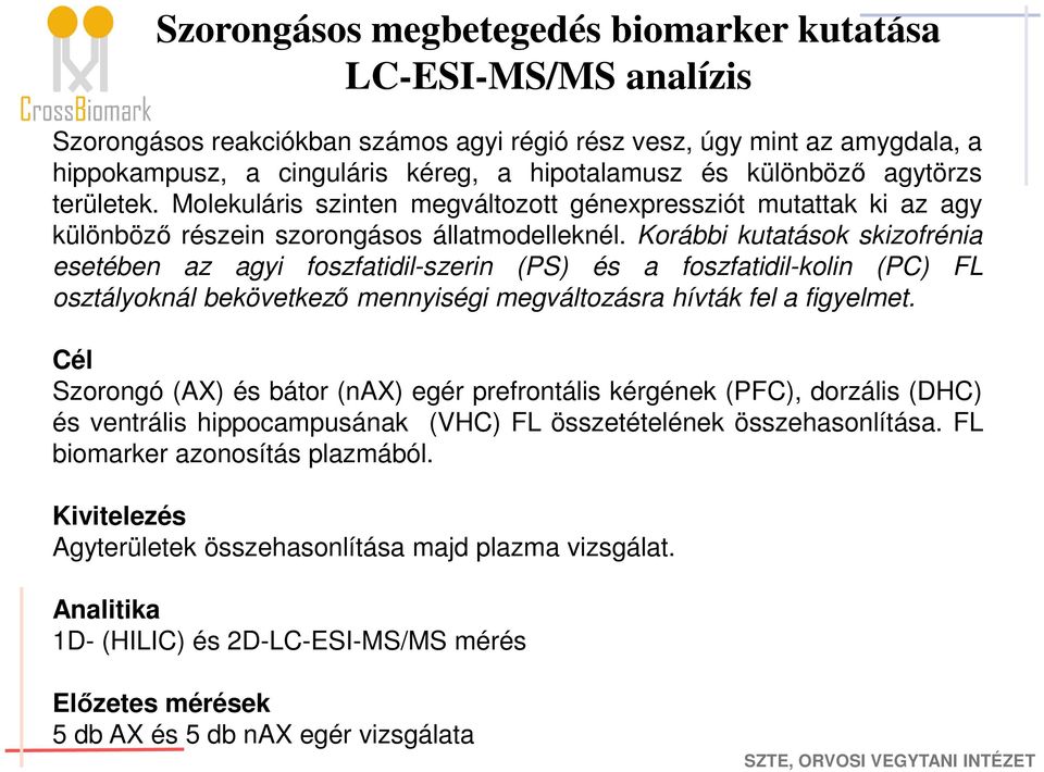 Korábbi kutatások skizofrénia esetében az agyi foszfatidil-szerin (PS) és a foszfatidil-kolin (PC) FL osztályoknál bekövetkező mennyiségi megváltozásra hívták fel a figyelmet.