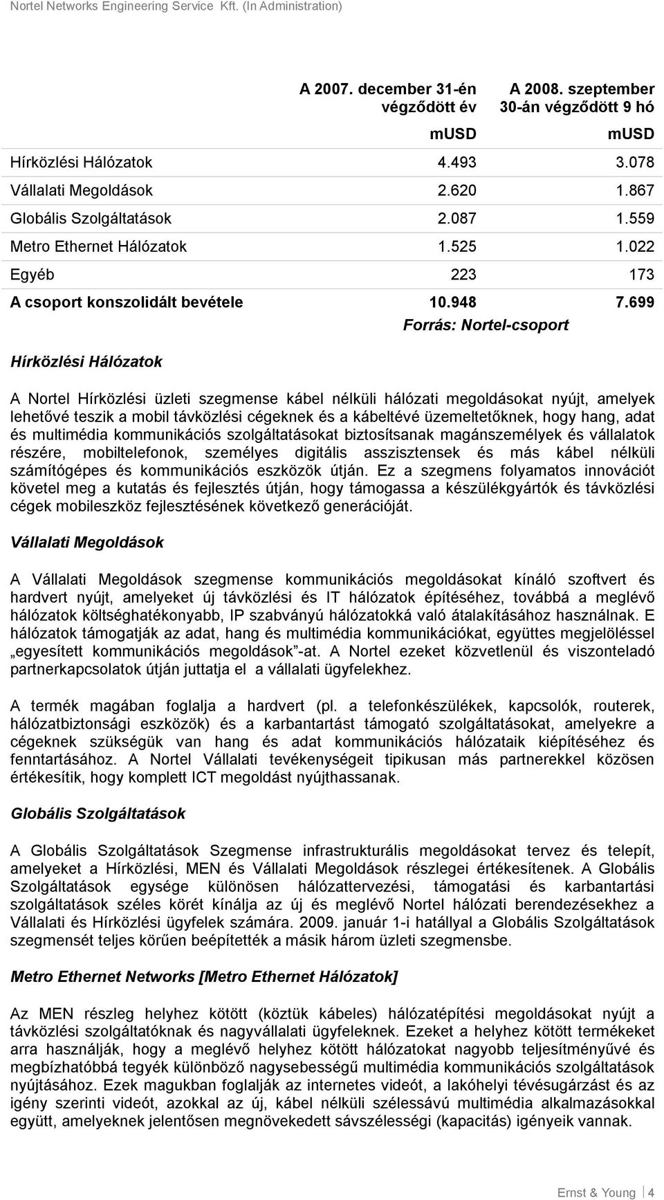 699 Hírközlési Hálózatok Forrás: Nortel-csoport A Nortel Hírközlési üzleti szegmense kábel nélküli hálózati megoldásokat nyújt, amelyek lehetővé teszik a mobil távközlési cégeknek és a kábeltévé