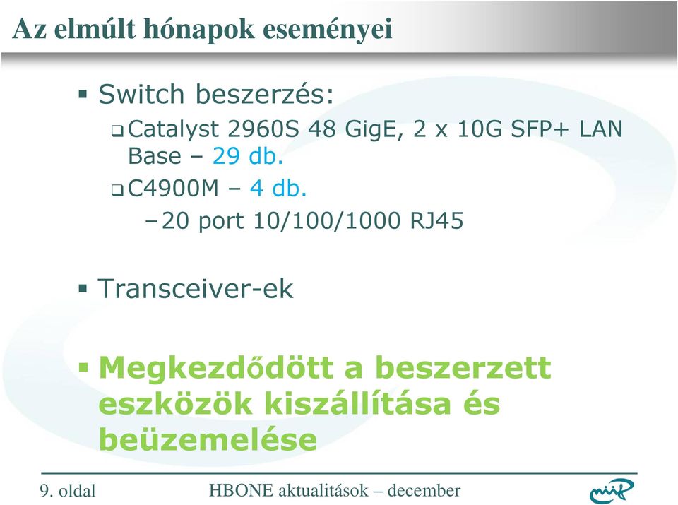 20 port 10/100/1000 RJ45 Transceiver-ek Megkezdıdött a