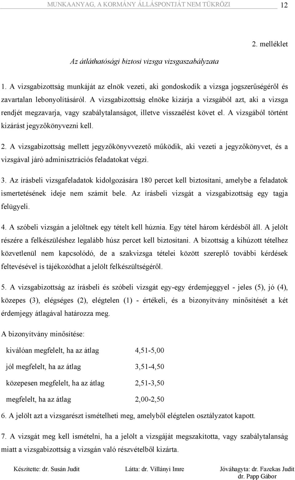 A vizsgabizottság mellett jegyzőkönyvvezető működik, aki vezeti a jegyzőkönyvet, és a vizsgával járó adminisztrációs feladatokat végzi. 3.