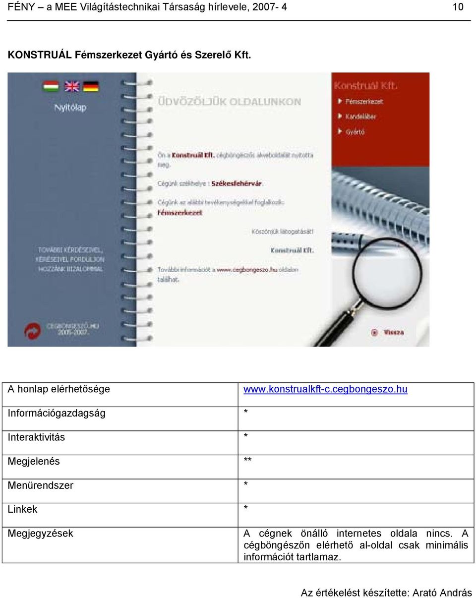 hu Információgazdagság * Interaktivitás * Megjelenés ** Menürendszer * Linkek * Megjegyzések A