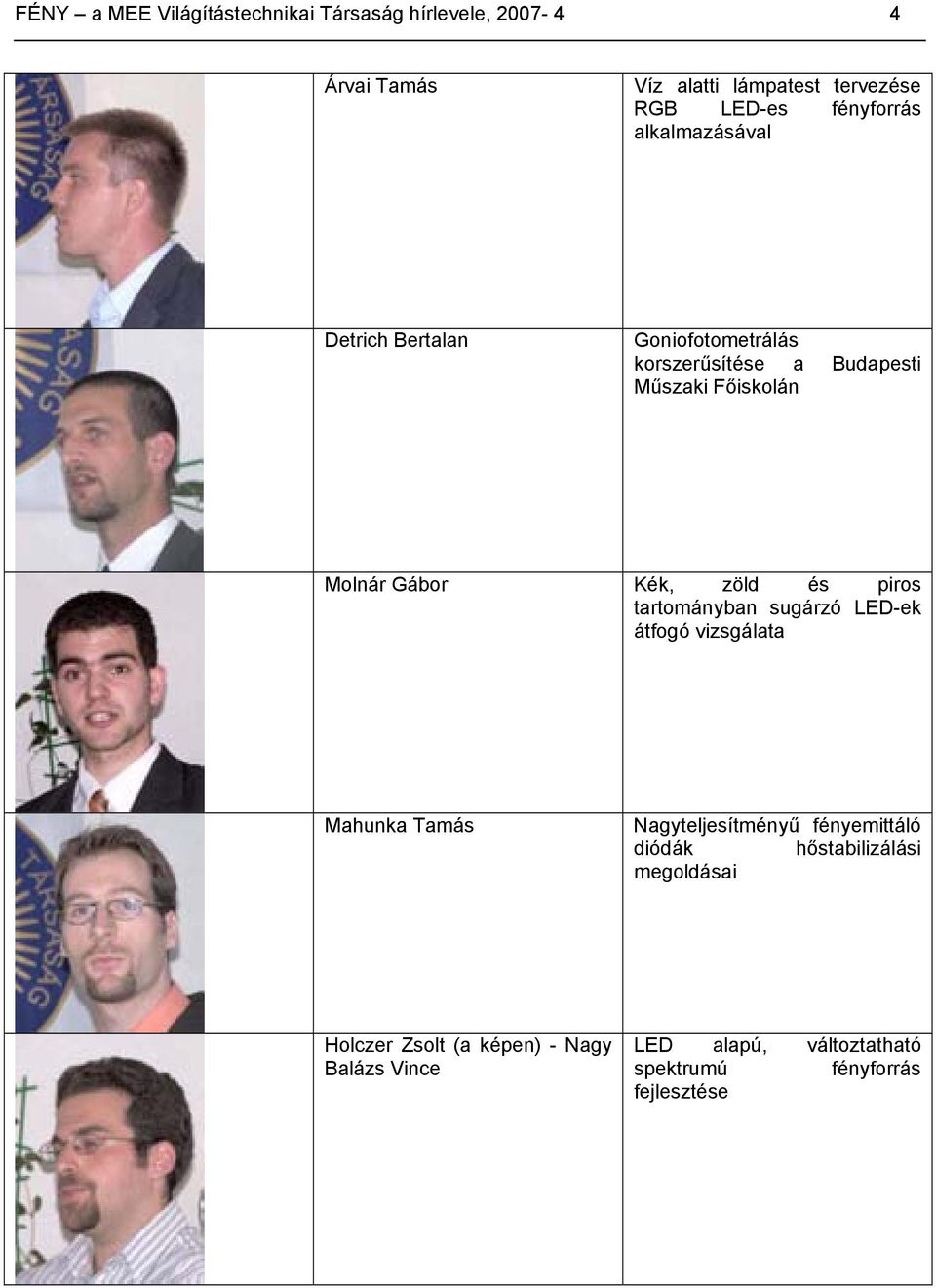 Kék, zöld és piros tartományban sugárzó LED-ek átfogó vizsgálata Mahunka Tamás Nagyteljesítményű fényemittáló diódák