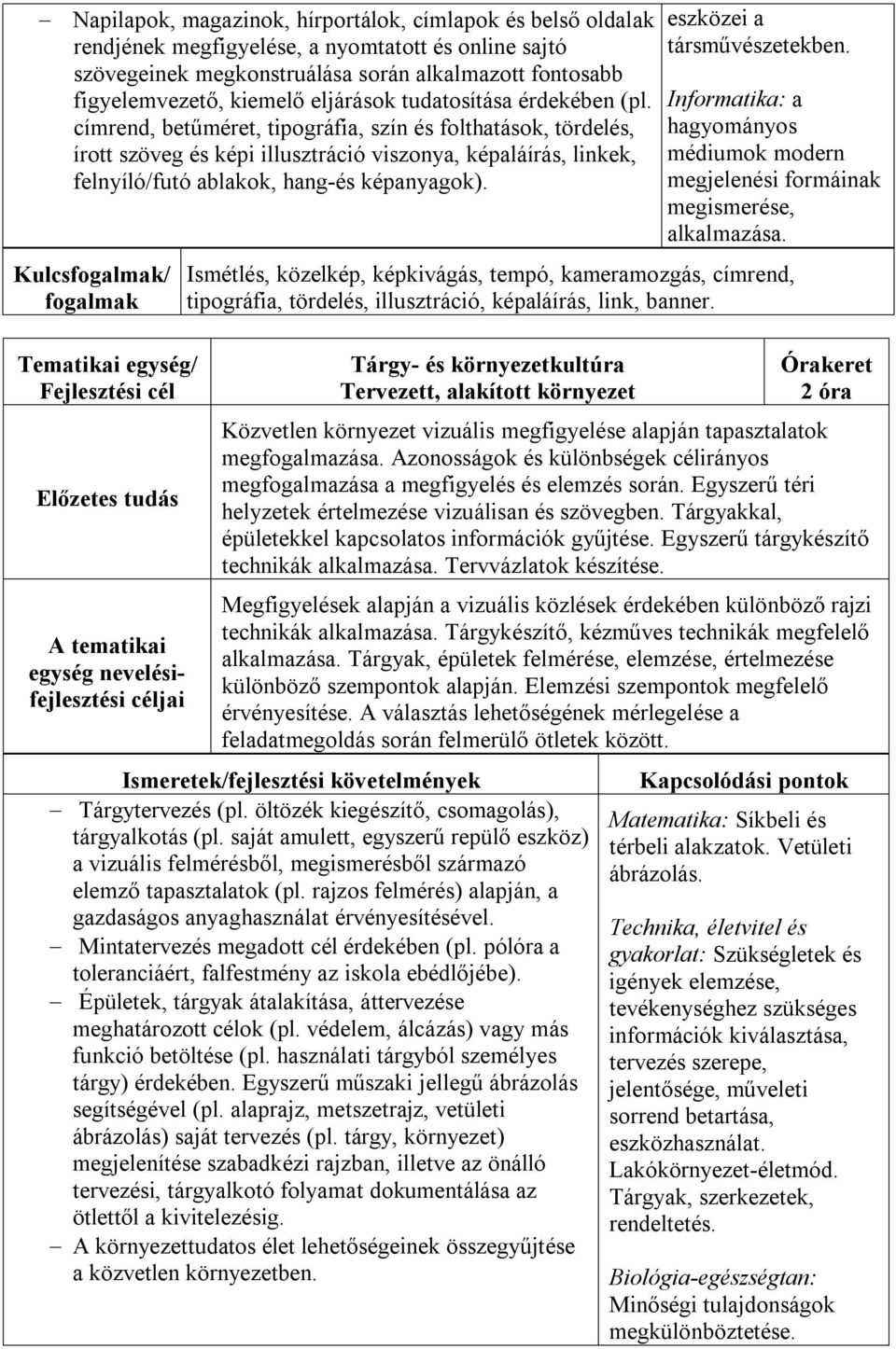 címrend, betűméret, tipográfia, szín és folthatások, tördelés, írott szöveg és képi illusztráció viszonya, képaláírás, linkek, felnyíló/futó ablakok, hang-és képanyagok).