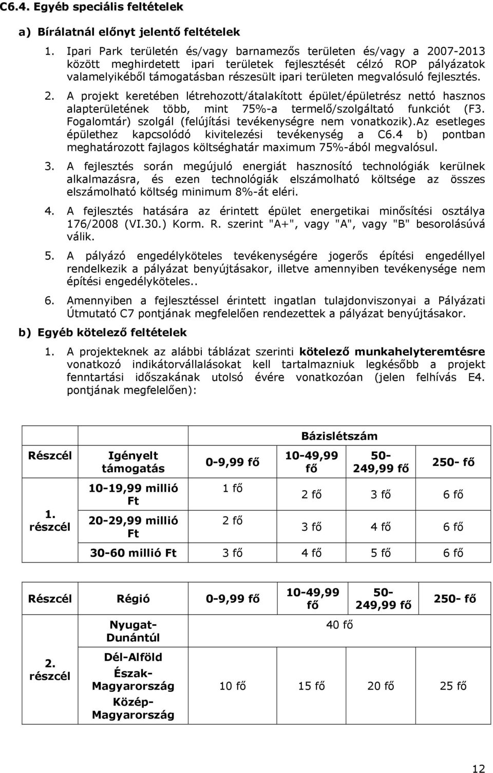 megvalósuló fejlesztés. 2. A projekt keretében létrehozott/átalakított épület/épületrész nettó hasznos alapterületének több, mint 75%-a termelő/szolgáltató funkciót (F3.