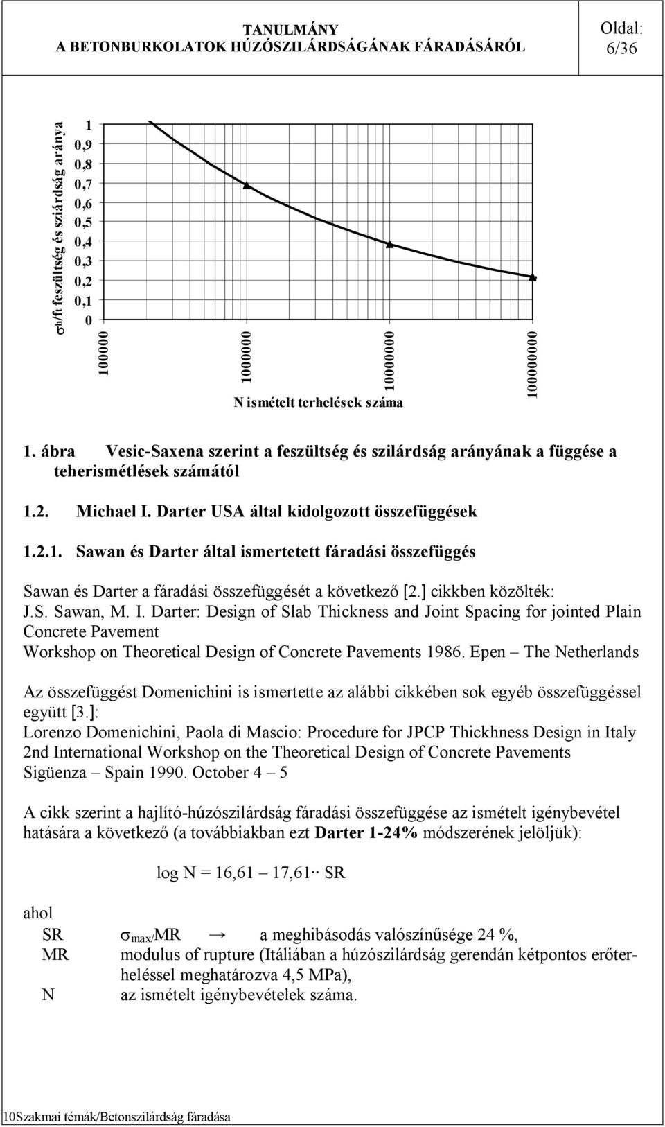 ] cikkben közölték: J.S. Sawan, M. I. Darter: Deign of Slab Thickne and Joint Spacing for jointed Plain Concrete Pavement Workhop on Theoretical Deign of Concrete Pavement 986.