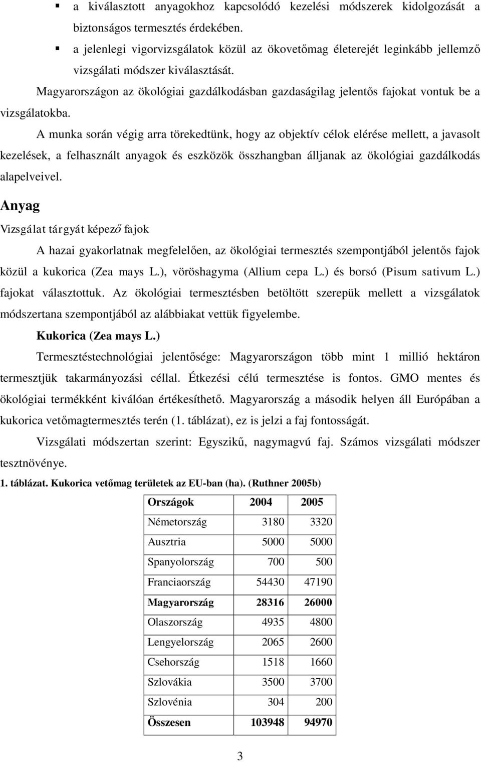 Magyarországon az ökológiai gazdálkodásban gazdaságilag jelentős fajokat vontuk be a vizsgálatokba.