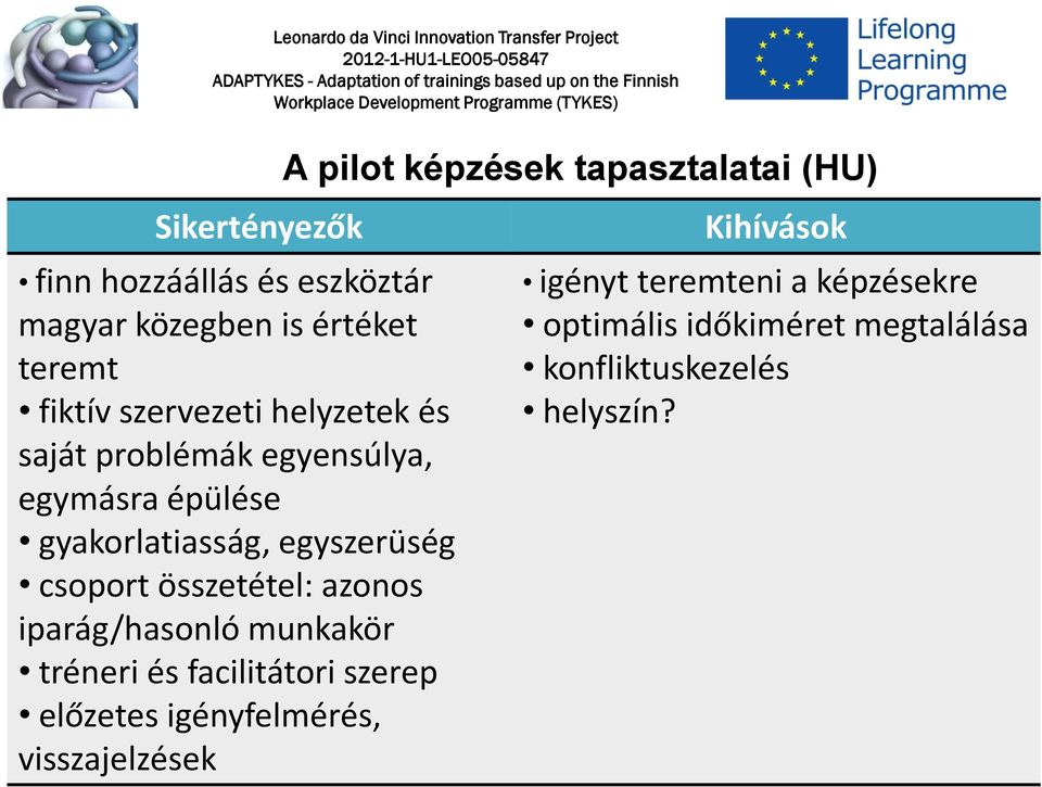 iparág/hasonló munkakör tréneri és facilitátori szerep előzetes igényfelmérés, visszajelzések A pilot