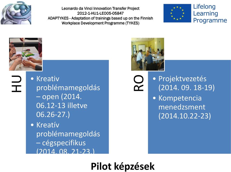 ) Kreatív problémamegoldás cégspecifikus (2014. 08. 21-23.