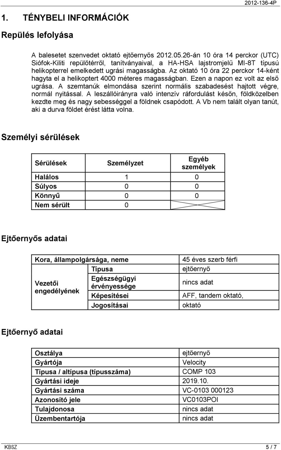 Az oktató 10 óra 22 perckor 14-ként hagyta el a helikoptert 4000 méteres magasságban. Ezen a napon ez volt az első ugrása.