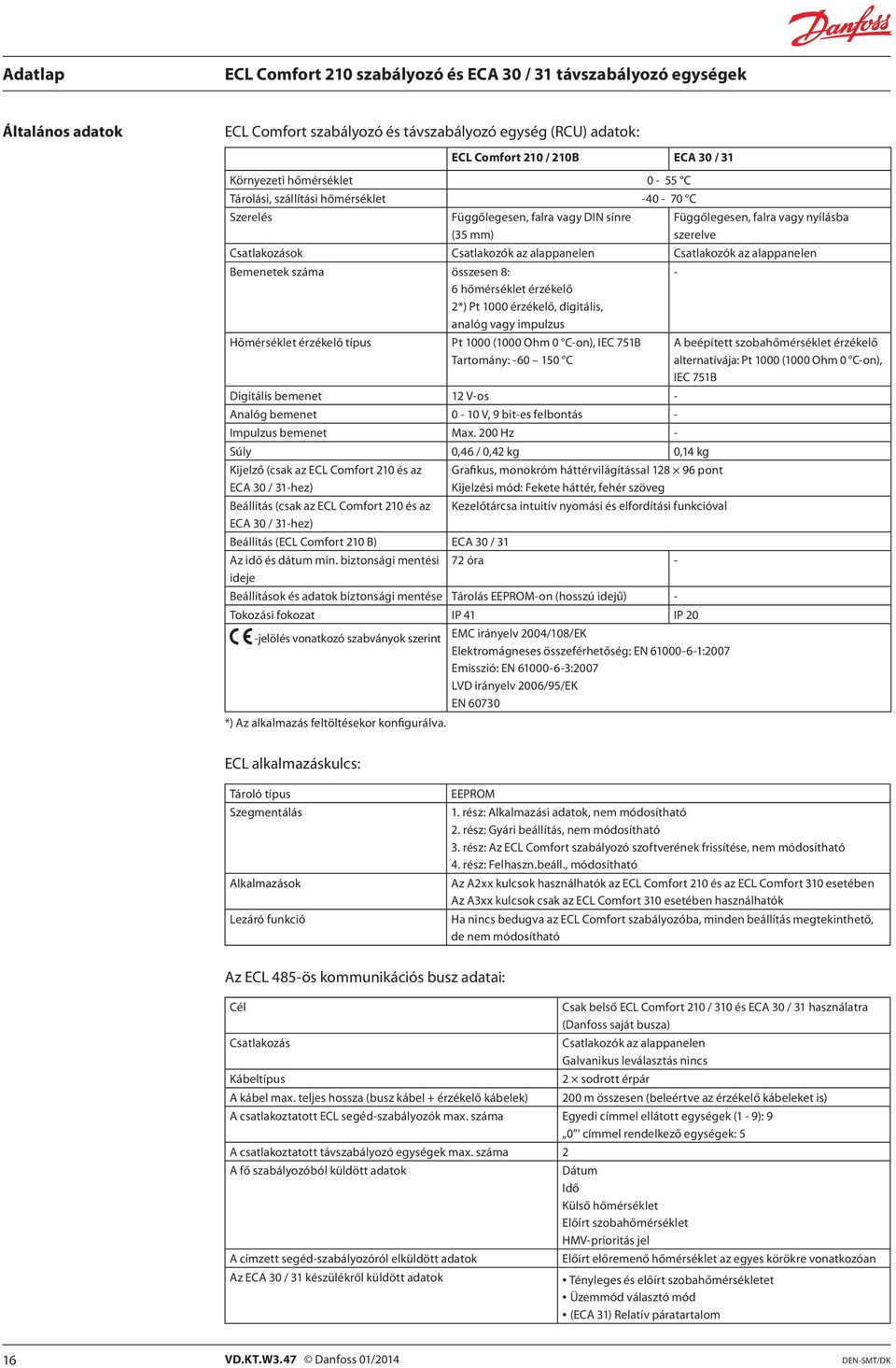 érzékelő 2*) Pt 1000 érzékelő, digitális, analóg vagy impulzus Hőmérséklet érzékelő típus Pt 1000 (1000 Ohm 0 C-on), IEC 751B Tartomány: -60 150 C Digitális bemenet 12 V-os - Analóg bemenet 0-10 V, 9