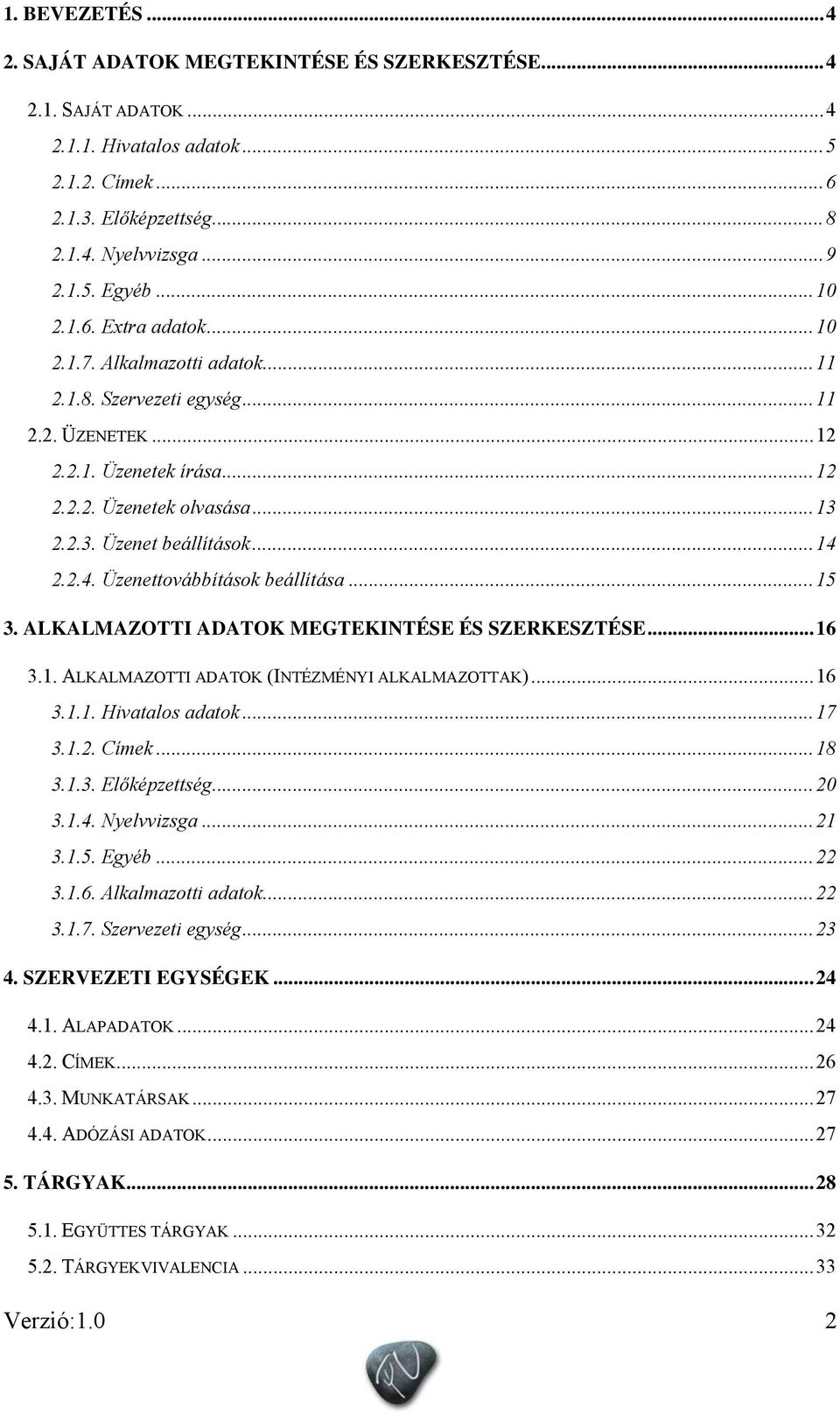 2.2.4. Üzenettovábbítások beállítása...15 3. ALKALMAZOTTI ADATOK MEGTEKINTÉSE ÉS SZERKESZTÉSE...16 3.1. ALKALMAZOTTI ADATOK (INTÉZMÉNYI ALKALMAZOTTAK)...16 3.1.1. Hivatalos adatok...17 3.1.2. Címek.