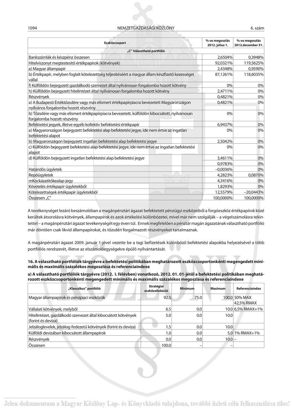 kötelezettség teljesítéséért a magyar állam készfizetõ kezességet 87,1261% 118,6035% vállal f) Külföldön bejegyzett gazdálkodó szervezet által nyilvánosan forgalomba hozott kötvény 0% 0% h) Külföldön