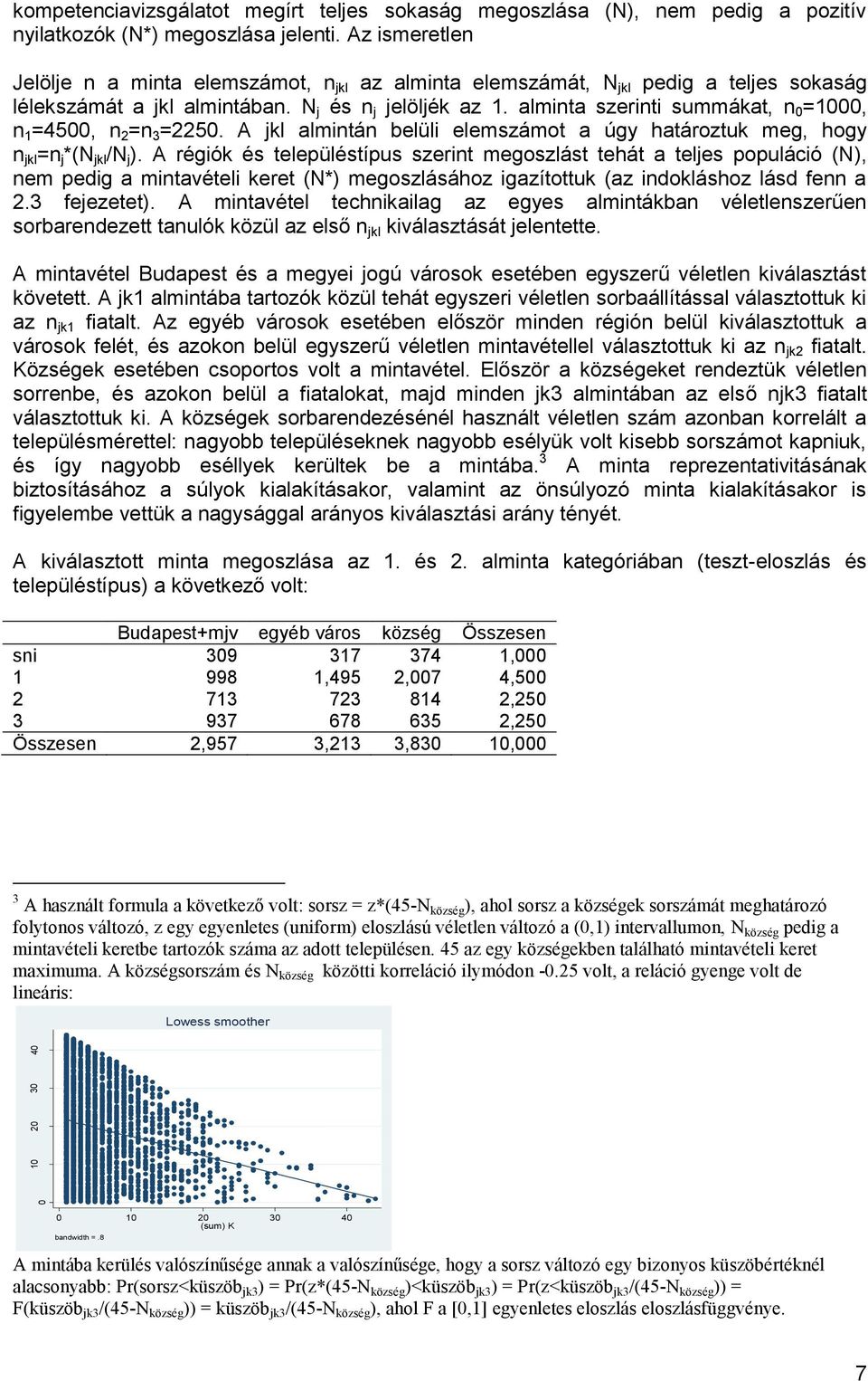 alminta szerinti summákat, n 0 =1000, n 1 =4500, n 2 =n 3 =2250. A jkl almintán belüli elemszámot a úgy határoztuk meg, hogy n jkl =n j *(N jkl /N j ).