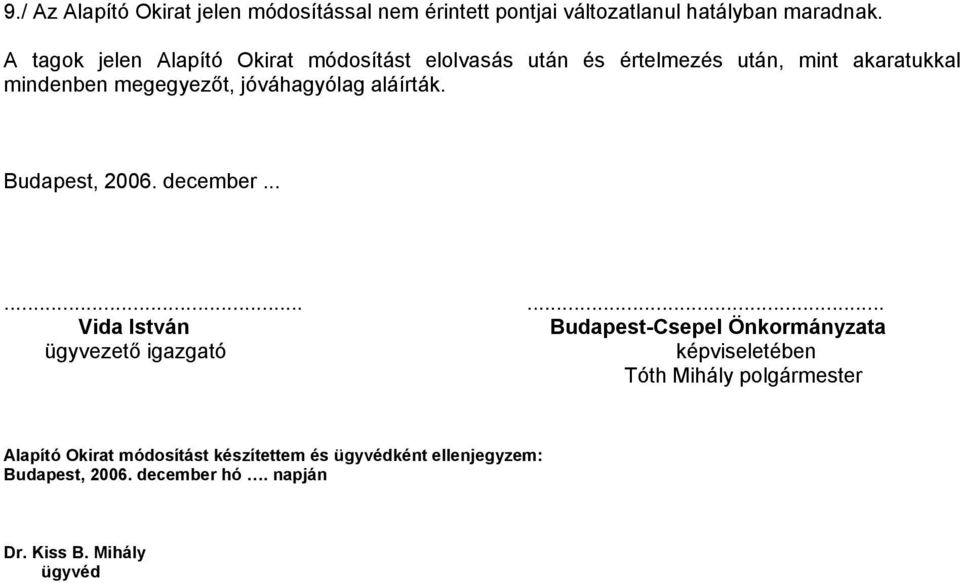 jóváhagyólag aláírták. Budapest, 2006. december.