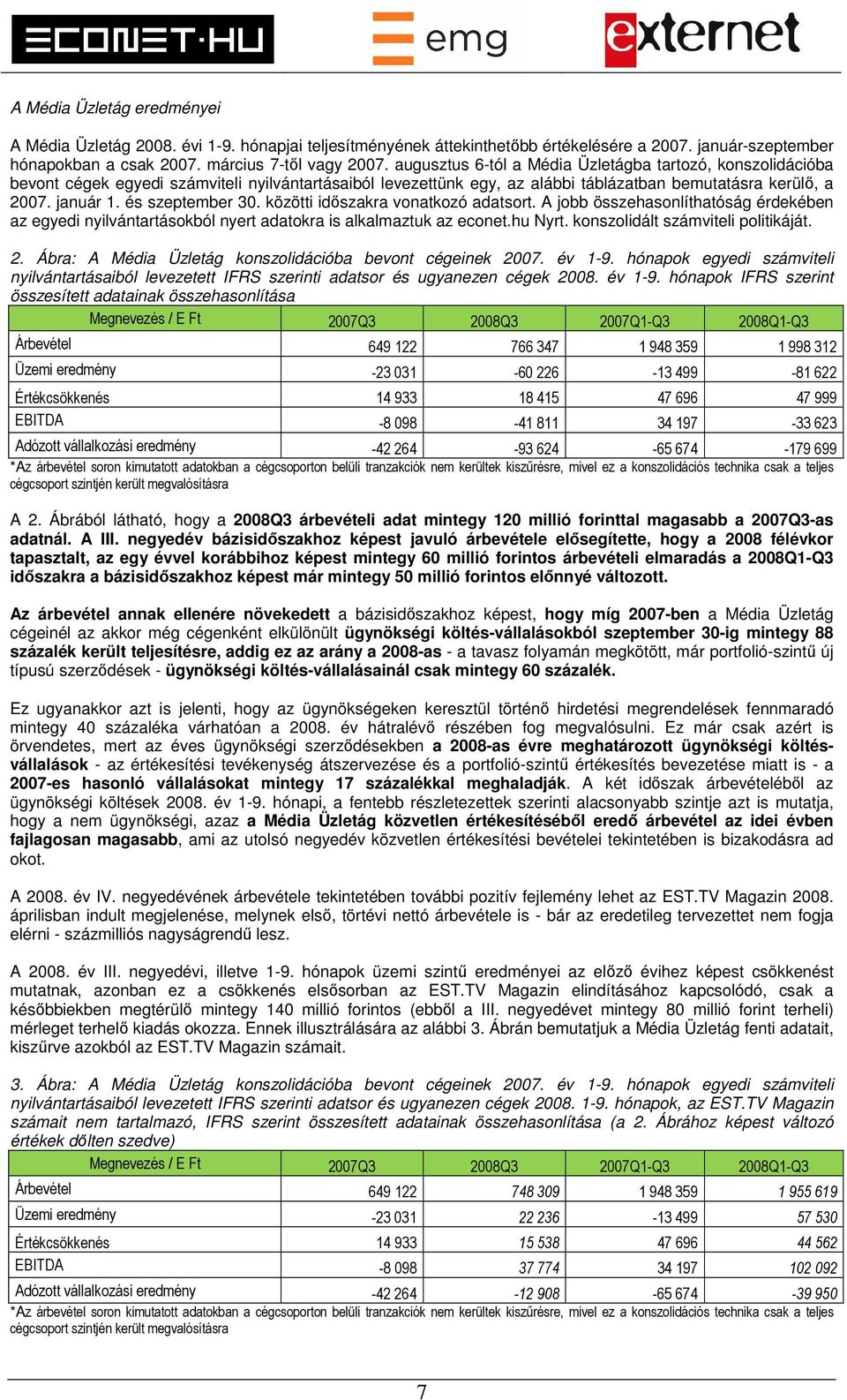 és szeptember 30. közötti időszakra vonatkozó adatsort. A jobb összehasonlíthatóság érdekében az egyedi nyilvántartásokból nyert adatokra is alkalmaztuk az econet.hu Nyrt.