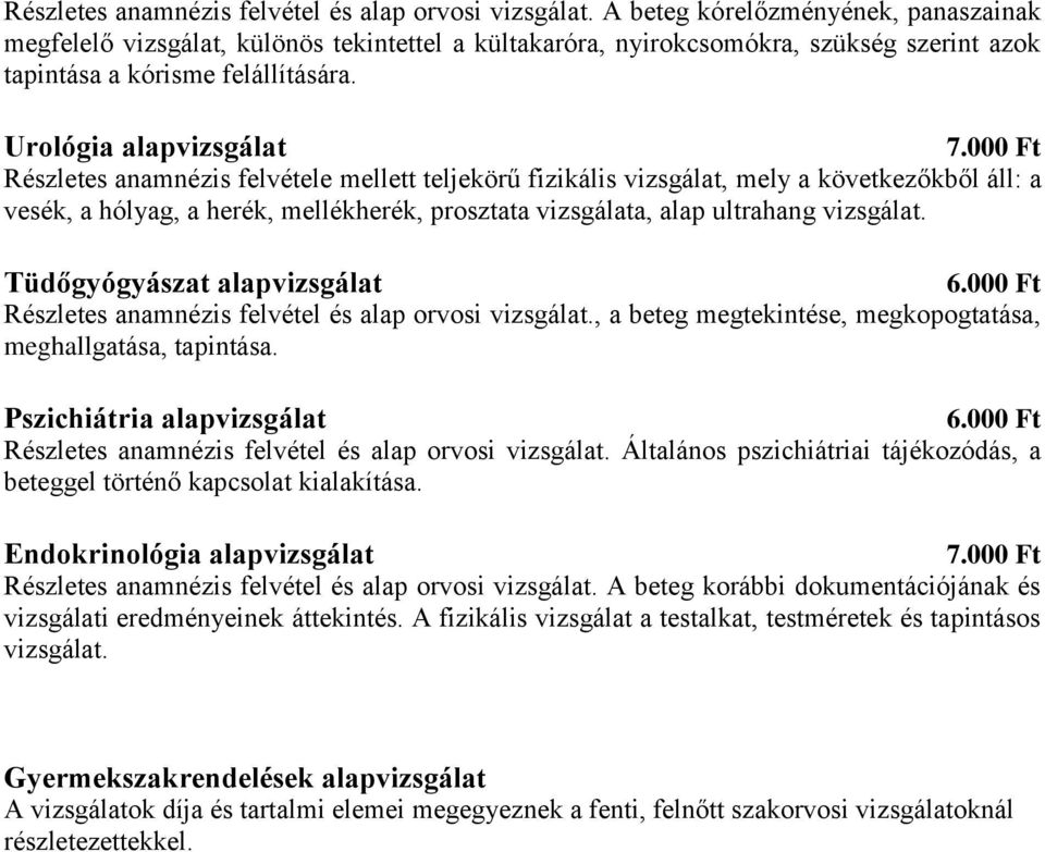 4. - A szakorvosi és egyéb ellátások térítési díjai - PDF Ingyenes letöltés