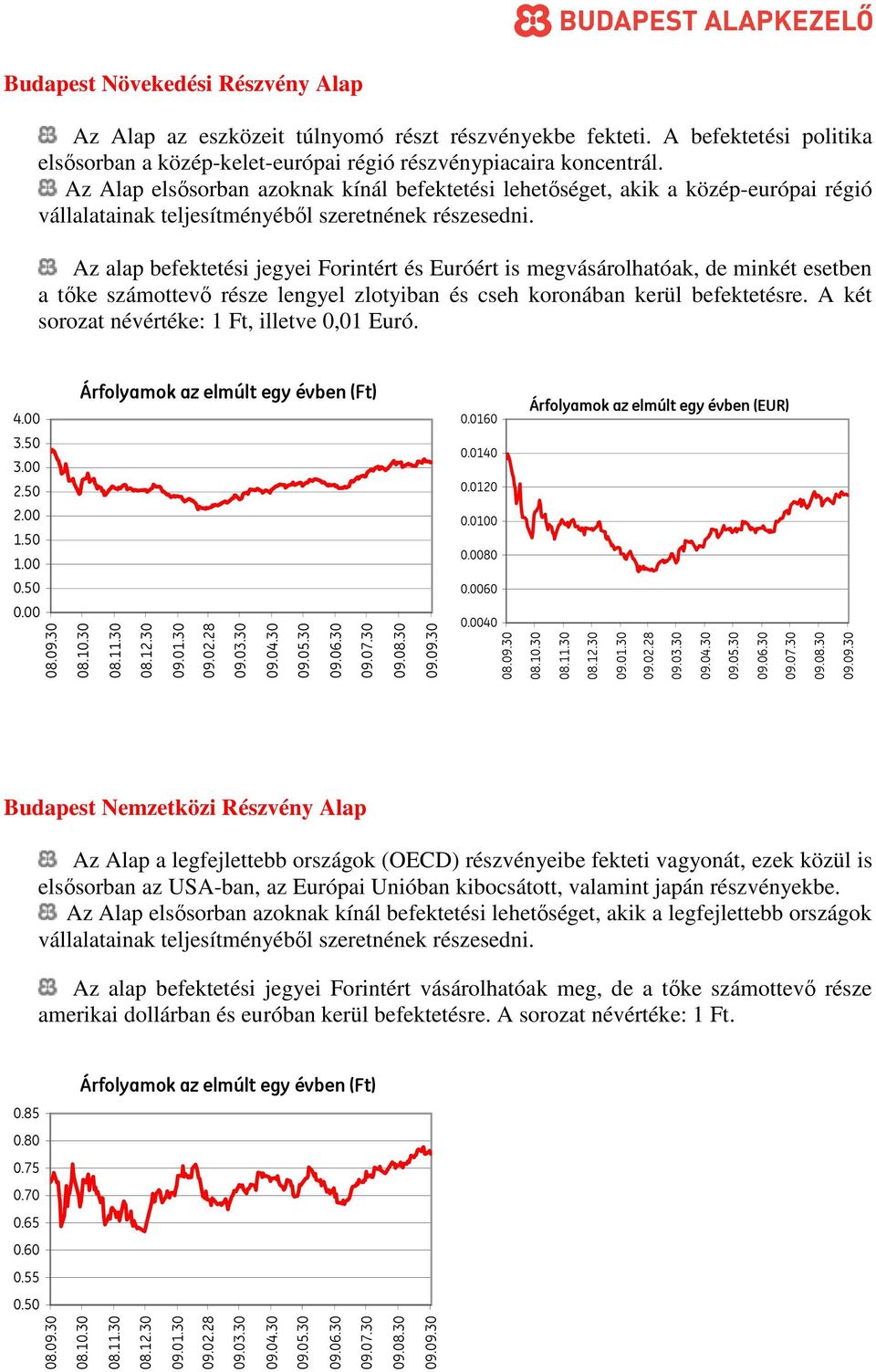 Az alap befektetési jegyei Forintért és Euróért is megvásárolhatóak, de minkét esetben a tıke számottevı része lengyel zlotyiban és cseh koronában kerül befektetésre.