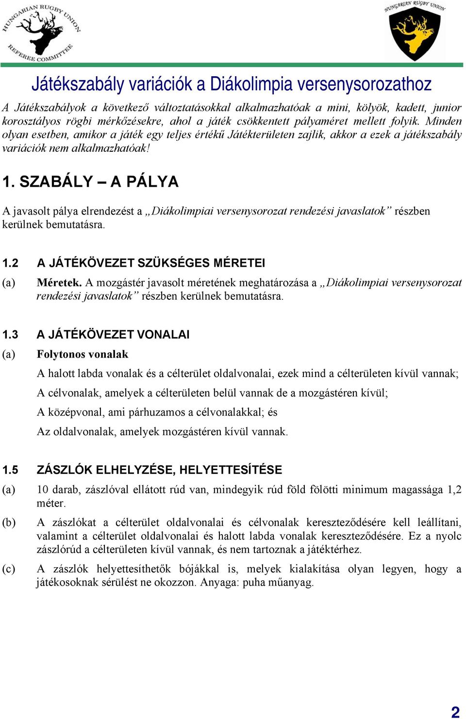 SZABÁLY A PÁLYA A javasolt pálya elrendezést a Diákolimpiai versenysorozat rendezési javaslatok részben kerülnek bemutatásra. 1.2 A JÁTÉKÖVEZET SZÜKSÉGES MÉRETEI (a) Méretek.