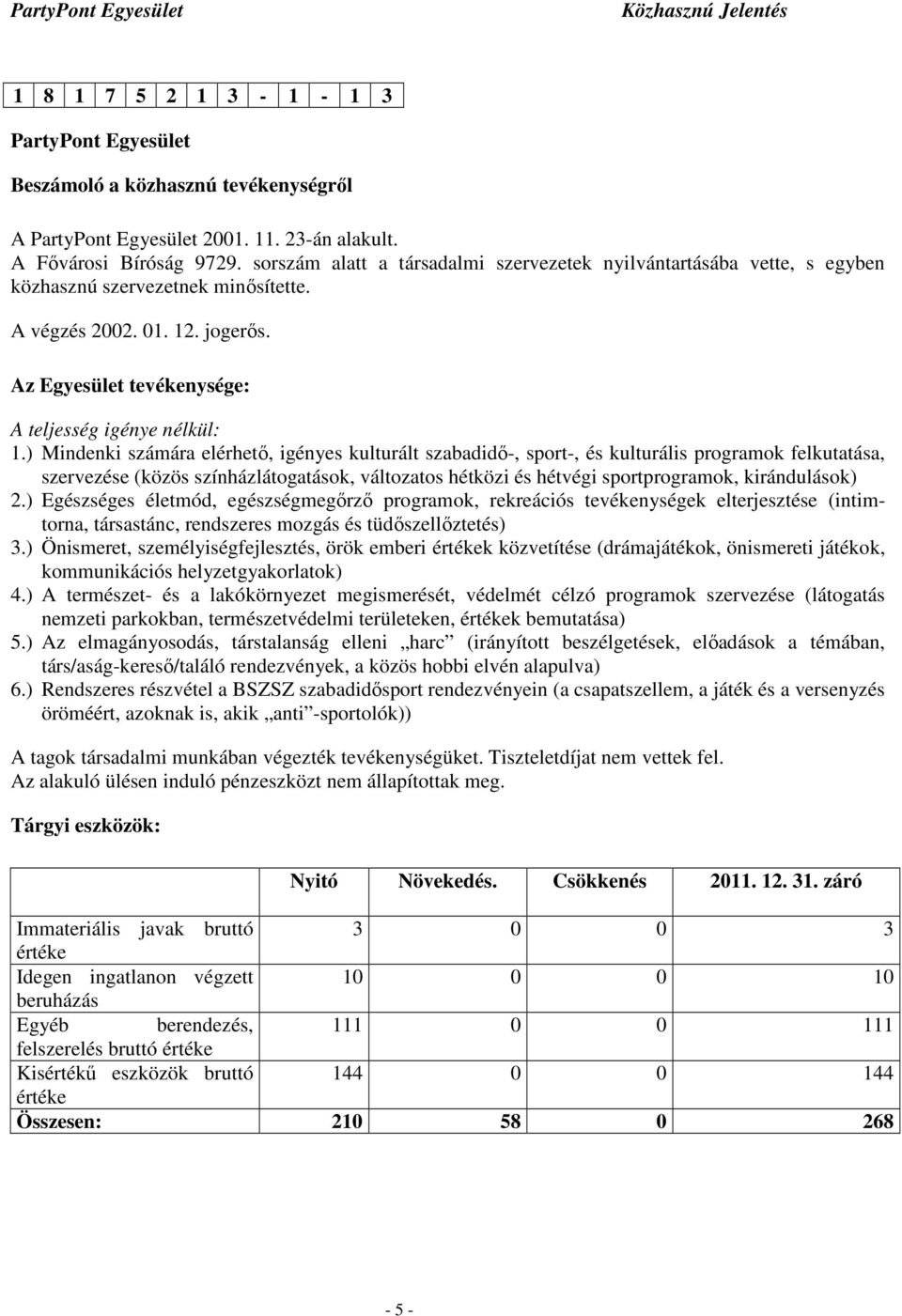 ) Mindenki számára elérhető, igényes kulturált szabadidő-, sport-, és kulturális programok felkutatása, szervezése (közös színházlátogatások, változatos hétközi és hétvégi sportprogramok,