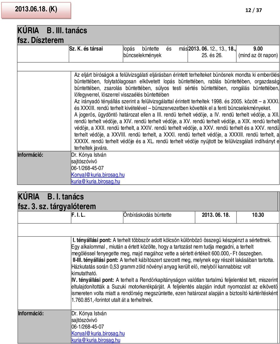 orgazdaság bűntettében, zsarolás bűntettében, súlyos testi sértés bűntettében, rongálás bűntettében, lőfegyverrel, lőszerrel visszaélés bűntettében Az irányadó tényállás szerint a felülvizsgálattal