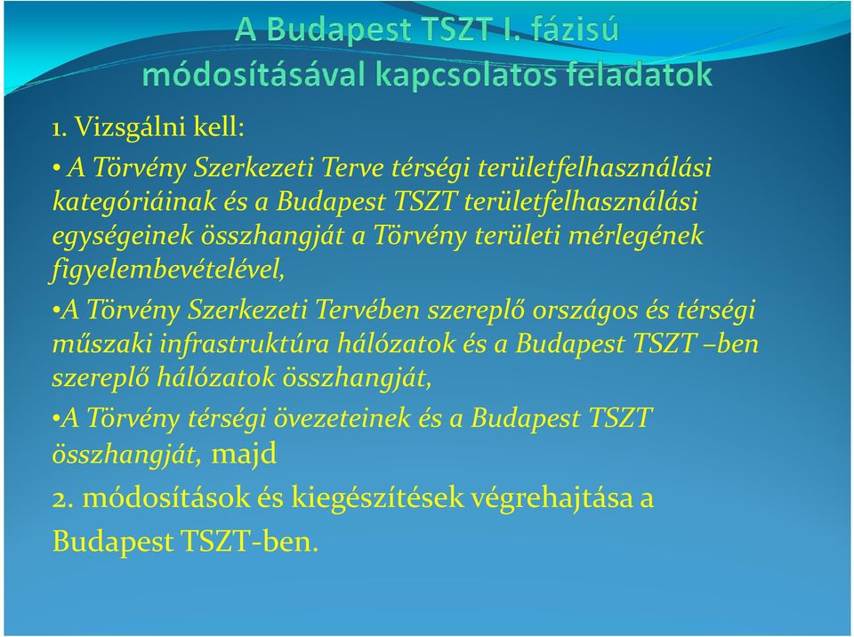 Tervében szereplő országos és térségi műszaki infrastruktúra hálózatok és a Budapest TSZT ben szereplő hálózatok