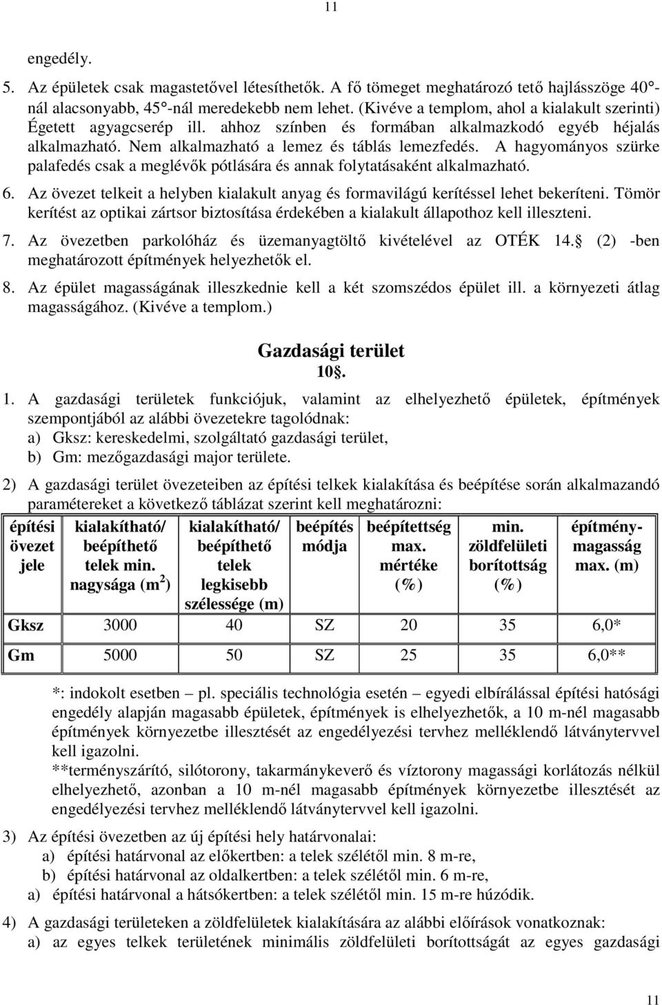 A hagyományos szürke palafedés csak a meglévık pótlására és annak folytatásaként alkalmazható. 6. Az övezet telkeit a helyben kialakult anyag és formavilágú kerítéssel lehet bekeríteni.
