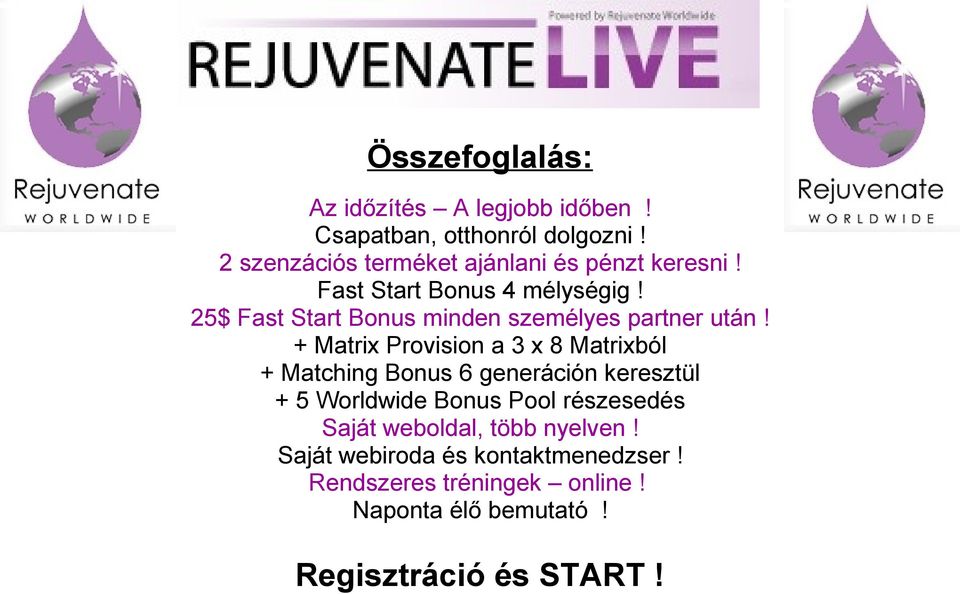 25$ Fast Start Bonus minden személyes partner után!