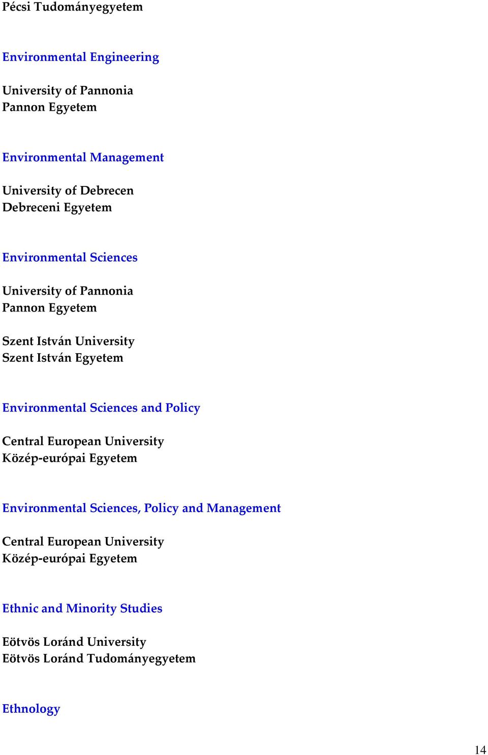 Pannonia Pannon Egyetem Environmental Sciences and Policy