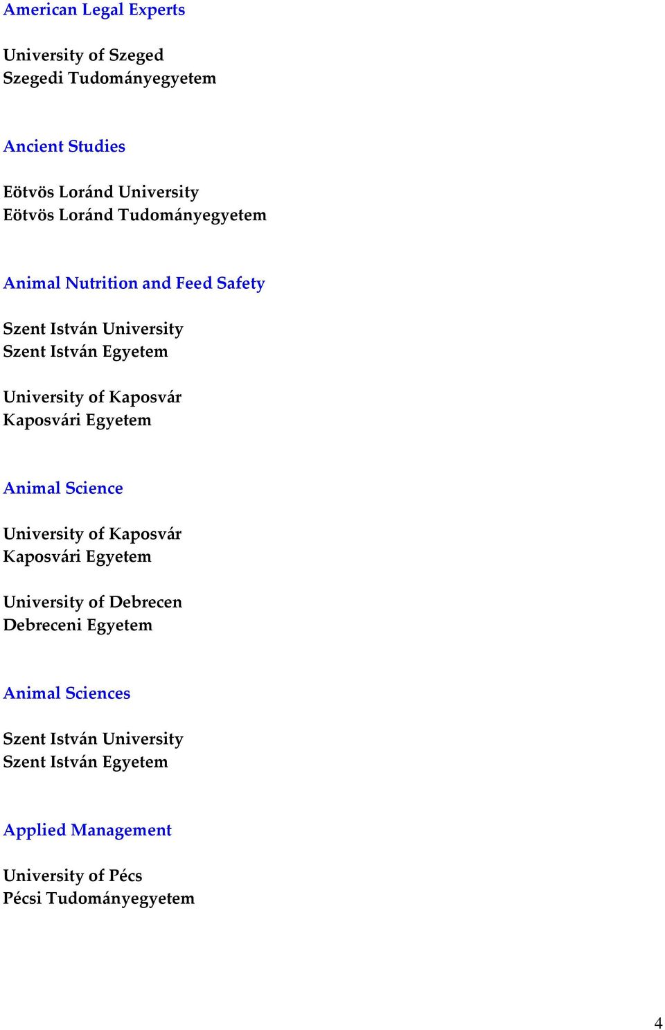 Safety University of Kaposvár Kaposvári Egyetem Animal Science