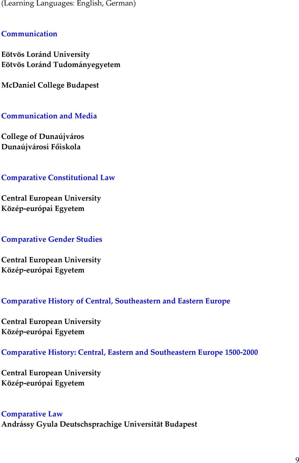 Comparative History of Central, Southeastern and Eastern Europe Comparative History: Central, Eastern