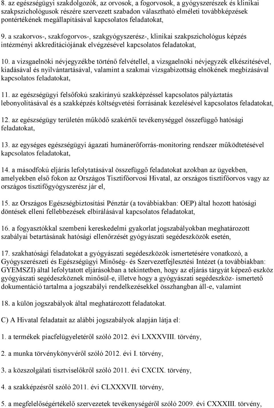 a vizsgaelnöki névjegyzékbe történő felvétellel, a vizsgaelnöki névjegyzék elkészítésével, kiadásával és nyilvántartásával, valamint a szakmai vizsgabizottság elnökének megbízásával kapcsolatos