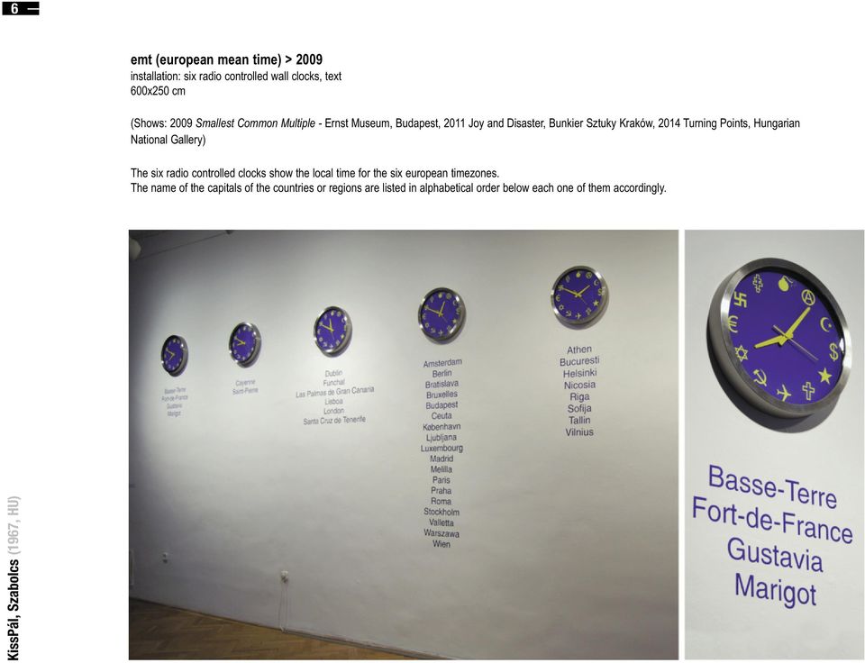 Points, Hungarian National Gallery) The six radio controlled clocks show the local time for the six european