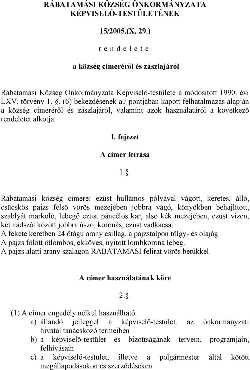 fejezet A címer leírása 1.