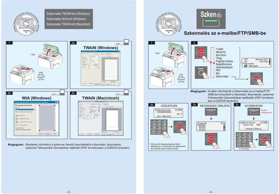 információk a az e-mailbe/ftp/ SMB-be funkciókról a j ában találhatók ( formátumban a CD/DVD lemezen). b EDVENCE CÍMISTA c GORSHÍVÁS -szer megnyomni Szerk. Címjegyzék Gyors hívás: -Nyomja a Select g.