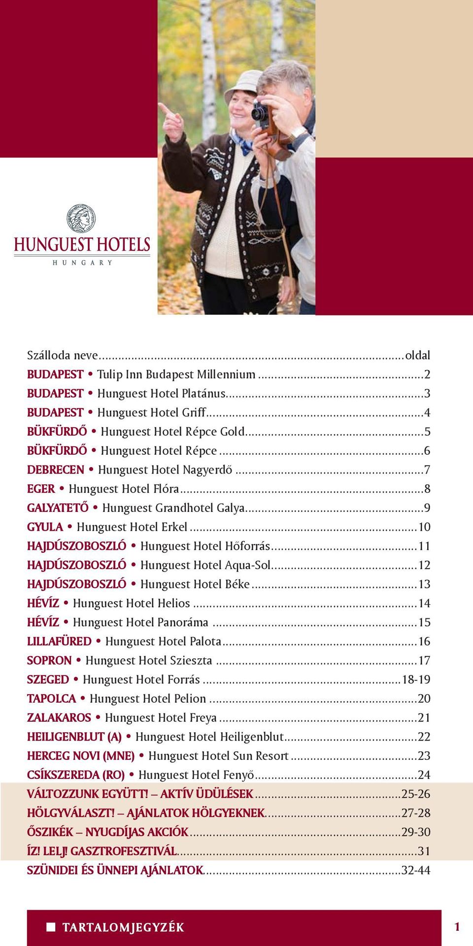 ..10 HAJDÚSZOBOSZLÓ Hunguest Hotel Hôforrás...11 HAJDÚSZOBOSZLÓ Hunguest Hotel Aqua-Sol...12 HAJDÚSZOBOSZLÓ Hunguest Hotel Béke...13 HÉVÍZ Hunguest Hotel Helios...14 HÉVÍZ Hunguest Hotel Panoráma.