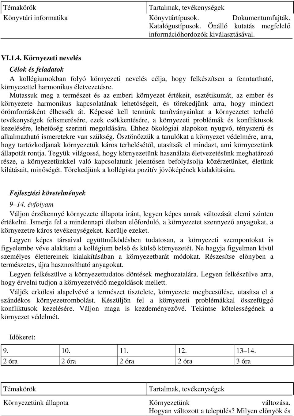 Mutassuk meg a természet és az emberi környezet értékeit, esztétikumát, az ember és környezete harmonikus kapcsolatának lehetőségeit, és törekedjünk arra, hogy mindezt örömforrásként élhessék át.