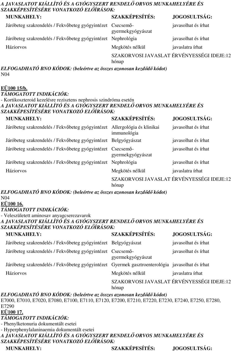 Háziorvos Megkötés nélkül javaslatra N04 EÜ100 16.