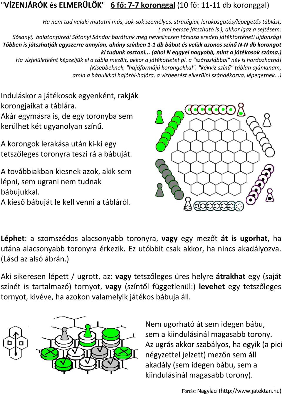 Többen is játszhatják egyszerre annyian, ahány színben 1-1 db bábut és velük azonos színű N-N db korongot ki tudunk osztani... (ahol N eggyel nagyobb, mint a játékosok száma.