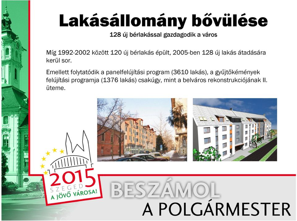 Emellett folytatódik a panelfelújítási program (3610 lakás), a gyűjtőkémények
